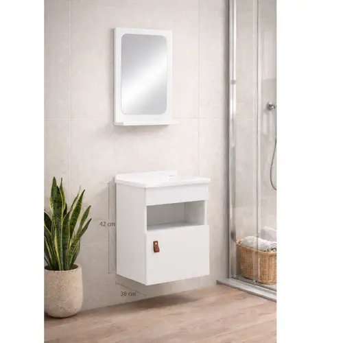Kit Gabinete Banheiro Unique Branco 42cm Corso